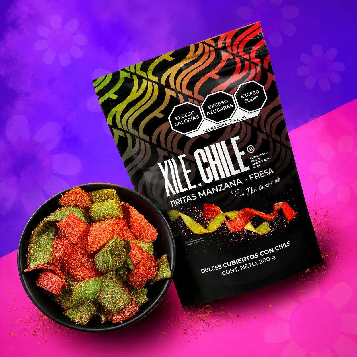 XILE CHILE TIRITAS DE MANZANA - FRESA 200G