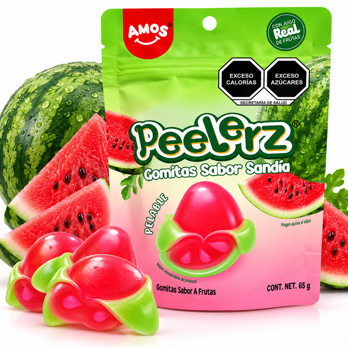 Gomitas Peelerz de Sandía AMOS 65 g – Gomitas Pelables Virales