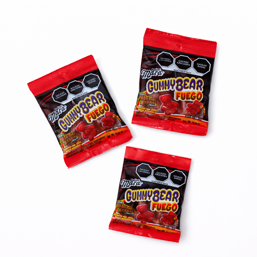 3 paquetitos de gomitas Gummy Bear FUEGO